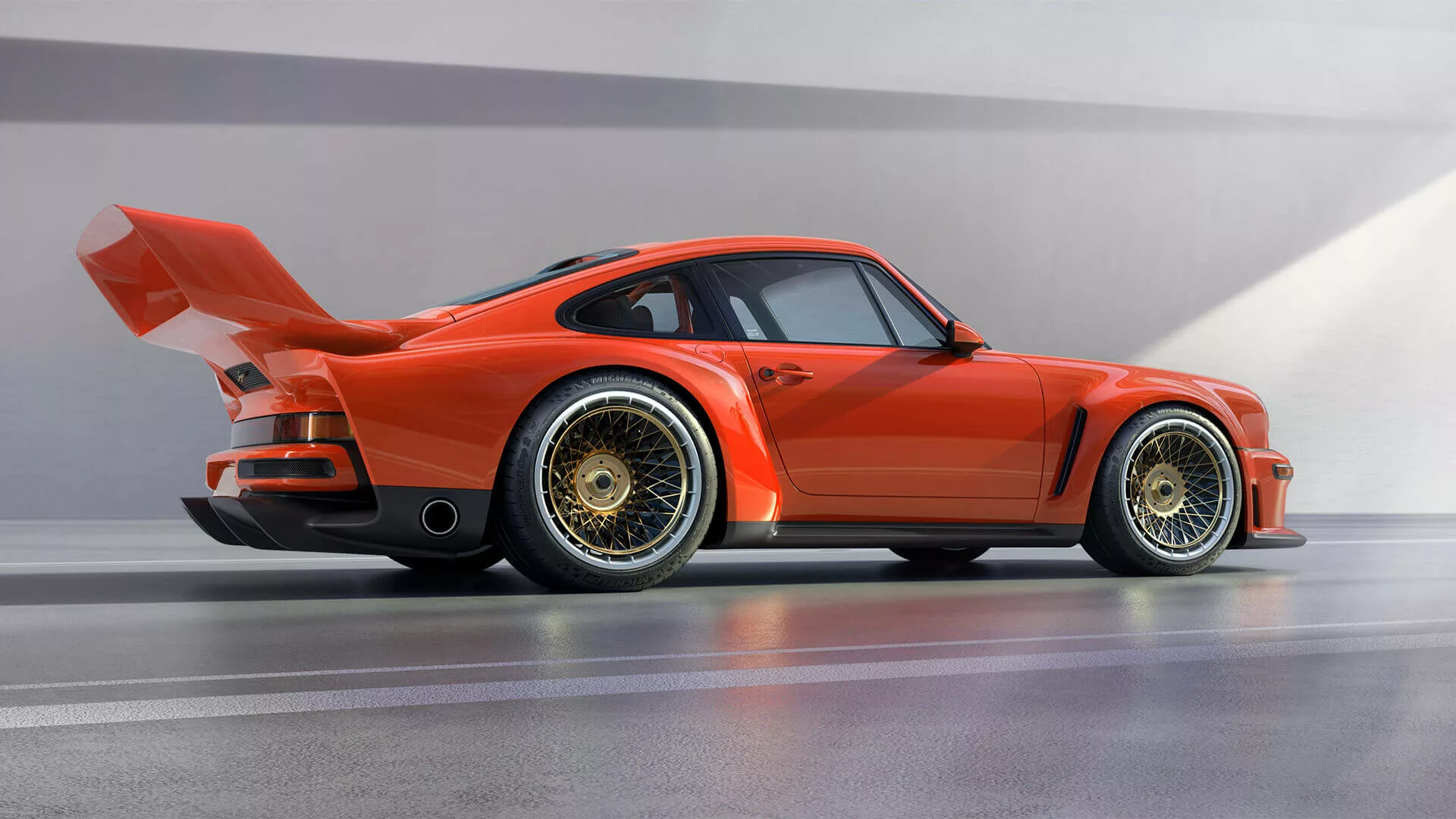 Porsche Singer DLS Turbo Study rear view track
