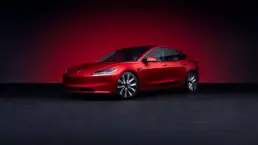 Tesla Model 3 highland in red