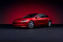 Tesla Model 3 highland in red