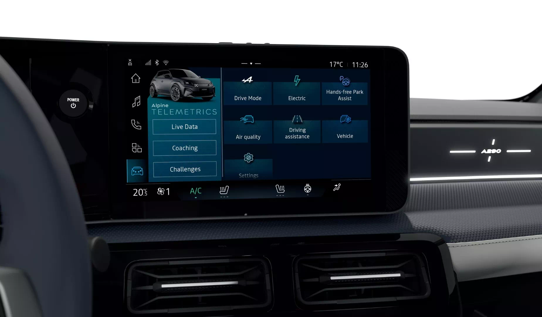 Alpine presents the Alpine A290, first French EV hot hatch 9 Alpine A290 Central infotainment screen