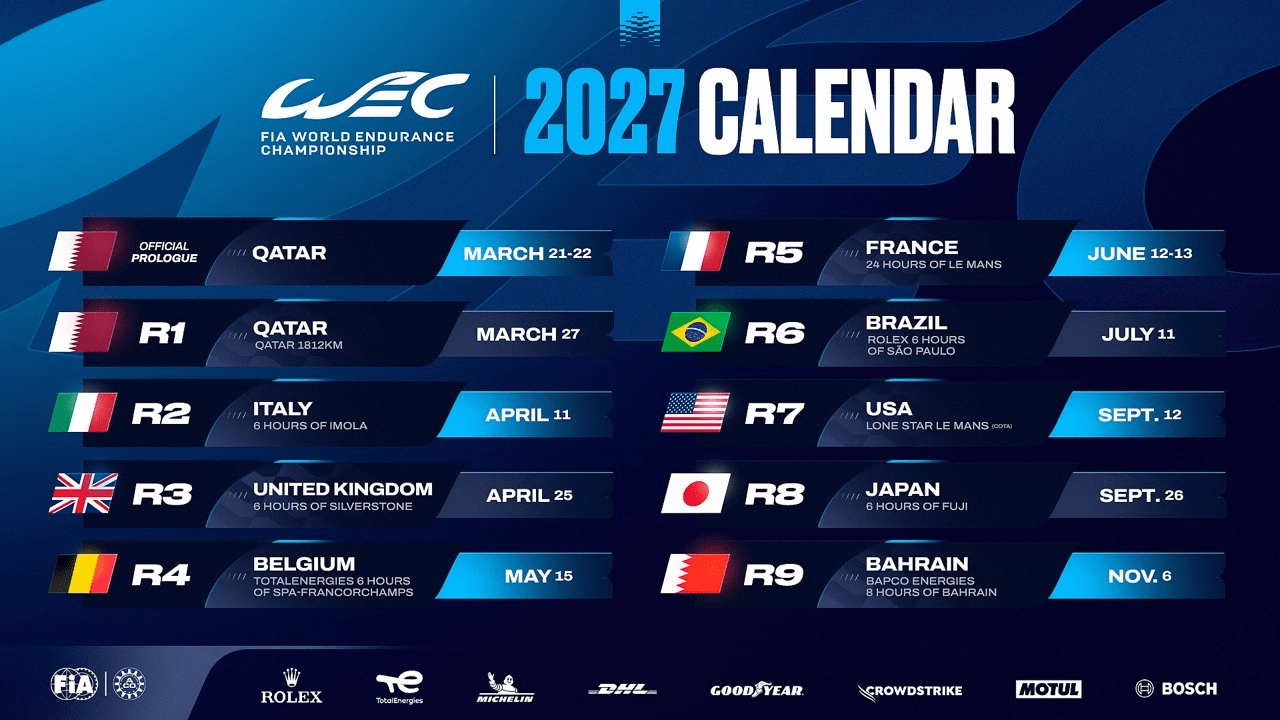 Official FIA WEC 2027 calendar