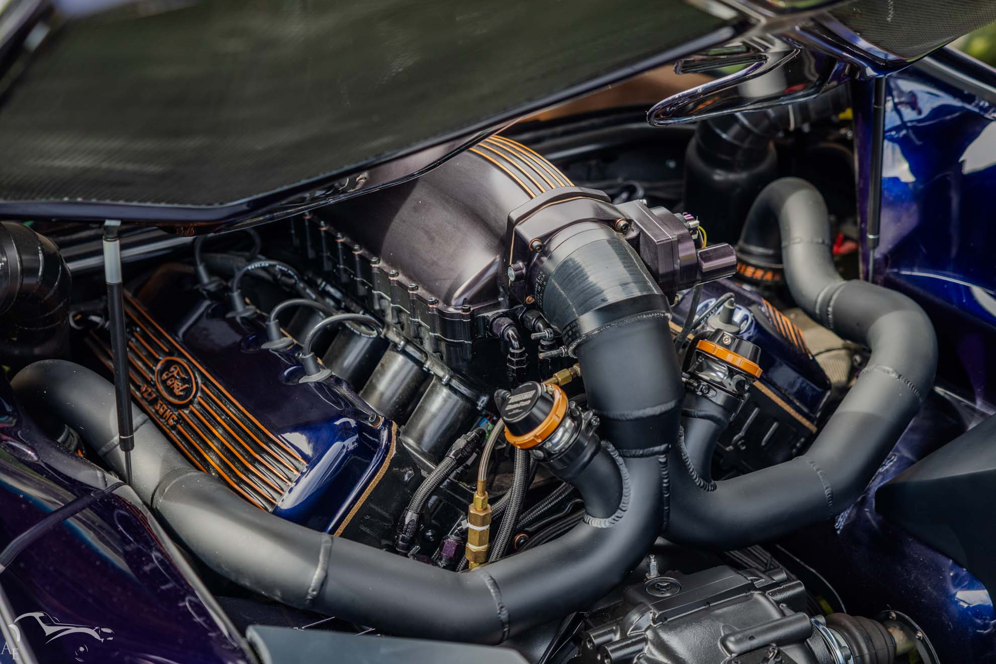 Greg and Robin Paboojian’s extensively modified 1973 De Tomaso Pantera with Ford 427 Cammer